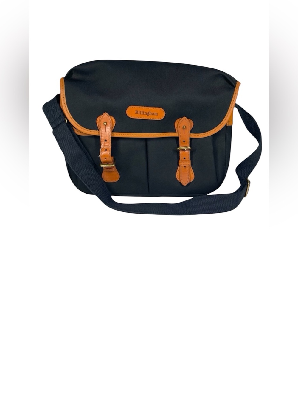 Vintage Billingham Hadley Original Large Camera Bag Case Blk Canvas Tan Leather